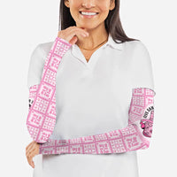 Give Cancer The Boot Pink Cowgirl Arm Sleeves Hawaiian Paniolo Mixed Quilt Pattern Style