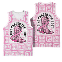 Give Cancer The Boot Pink Cowgirl Basketball Jersey Hawaiian Paniolo Mixed Quilt Pattern Style