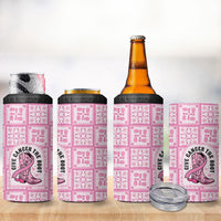 Give Cancer The Boot Pink Cowgirl 4 in 1 Can Cooler Tumbler Hawaiian Paniolo Mixed Quilt Pattern Style