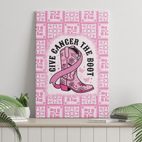 Give Cancer The Boot Pink Cowgirl Canvas Wall Art Hawaiian Paniolo Mixed Quilt Pattern Style