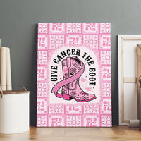 Give Cancer The Boot Pink Cowgirl Canvas Wall Art Hawaiian Paniolo Mixed Quilt Pattern Style