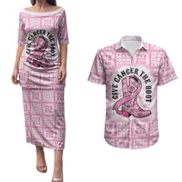 Give Cancer The Boot Pink Cowgirl Couples Matching Puletasi and Hawaiian Shirt Hawaiian Paniolo Mixed Quilt Pattern Style
