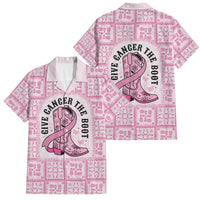 Give Cancer The Boot Pink Cowgirl Family Matching Long Sleeve Bodycon Dress and Hawaiian Shirt Hawaiian Paniolo Mixed Quilt Pattern Style