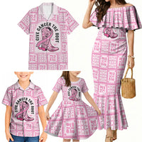 Give Cancer The Boot Pink Cowgirl Family Matching Mermaid Dress and Hawaiian Shirt Hawaiian Paniolo Mixed Quilt Pattern Style