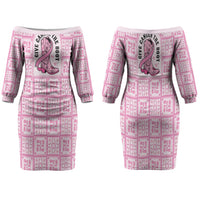 Give Cancer The Boot Pink Cowgirl Family Matching Off The Shoulder Long Sleeve Dress and Hawaiian Shirt Hawaiian Paniolo Mixed Quilt Pattern Style