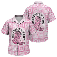 Give Cancer The Boot Pink Cowgirl Family Matching Off The Shoulder Long Sleeve Dress and Hawaiian Shirt Hawaiian Paniolo Mixed Quilt Pattern Style