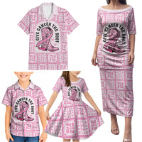 Give Cancer The Boot Pink Cowgirl Family Matching Puletasi and Hawaiian Shirt Hawaiian Paniolo Mixed Quilt Pattern Style