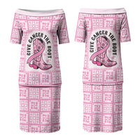 Give Cancer The Boot Pink Cowgirl Family Matching Puletasi and Hawaiian Shirt Hawaiian Paniolo Mixed Quilt Pattern Style