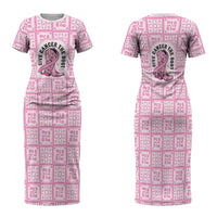 Give Cancer The Boot Pink Cowgirl Family Matching Short Sleeve Bodycon Dress and Hawaiian Shirt Hawaiian Paniolo Mixed Quilt Pattern Style