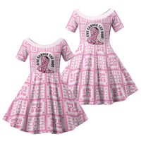 Give Cancer The Boot Pink Cowgirl Family Matching Short Sleeve Bodycon Dress and Hawaiian Shirt Hawaiian Paniolo Mixed Quilt Pattern Style