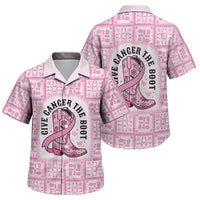 Give Cancer The Boot Pink Cowgirl Family Matching Short Sleeve Bodycon Dress and Hawaiian Shirt Hawaiian Paniolo Mixed Quilt Pattern Style