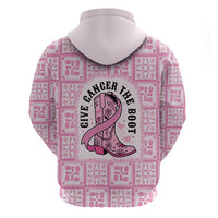 Give Cancer The Boot Pink Cowgirl Hoodie Hawaiian Paniolo Mixed Quilt Pattern Style