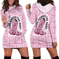 Give Cancer The Boot Pink Cowgirl Hoodie Dress Hawaiian Paniolo Mixed Quilt Pattern Style