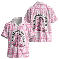 Give Cancer The Boot Pink Cowgirl Kid Hawaiian Shirt Hawaiian Paniolo Mixed Quilt Pattern Style