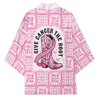 Give Cancer The Boot Pink Cowgirl Kimono Hawaiian Paniolo Mixed Quilt Pattern Style