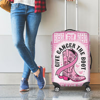 Give Cancer The Boot Pink Cowgirl Luggage Cover Hawaiian Paniolo Mixed Quilt Pattern Style