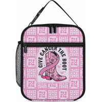 Give Cancer The Boot Pink Cowgirl Lunch Bag Hawaiian Paniolo Mixed Quilt Pattern Style