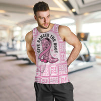 Give Cancer The Boot Pink Cowgirl Men Tank Top Hawaiian Paniolo Mixed Quilt Pattern Style