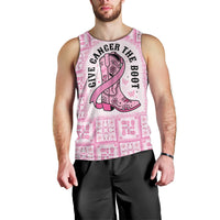 Give Cancer The Boot Pink Cowgirl Men Tank Top Hawaiian Paniolo Mixed Quilt Pattern Style