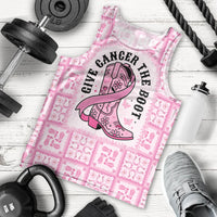 Give Cancer The Boot Pink Cowgirl Men Tank Top Hawaiian Paniolo Mixed Quilt Pattern Style