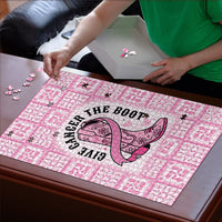 Give Cancer The Boot Pink Cowgirl Puzzle Hawaiian Paniolo Mixed Quilt Pattern Style