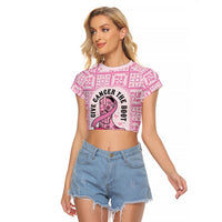 Give Cancer The Boot Pink Cowgirl Raglan Cropped T Shirt Hawaiian Paniolo Mixed Quilt Pattern Style