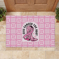 Give Cancer The Boot Pink Cowgirl Rubber Doormat Hawaiian Paniolo Mixed Quilt Pattern Style