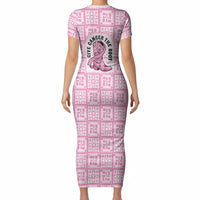 Give Cancer The Boot Pink Cowgirl Short Sleeve Bodycon Dress Hawaiian Paniolo Mixed Quilt Pattern Style