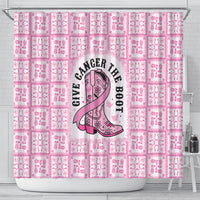 Give Cancer The Boot Pink Cowgirl Shower Curtain Hawaiian Paniolo Mixed Quilt Pattern Style