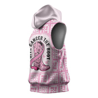 Give Cancer The Boot Pink Cowgirl Sleeveless Hoodie Hawaiian Paniolo Mixed Quilt Pattern Style