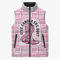 Give Cancer The Boot Pink Cowgirl Sleeveless Puffer Jacket Hawaiian Paniolo Mixed Quilt Pattern Style