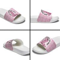 Give Cancer The Boot Pink Cowgirl Slide Sandals Hawaiian Paniolo Mixed Quilt Pattern Style