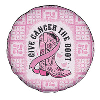 Give Cancer The Boot Pink Cowgirl Spare Tire Cover Hawaiian Paniolo Mixed Quilt Pattern Style