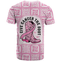 Give Cancer The Boot Pink Cowgirl T Shirt Hawaiian Paniolo Mixed Quilt Pattern Style