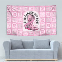 Give Cancer The Boot Pink Cowgirl Tapestry Hawaiian Paniolo Mixed Quilt Pattern Style
