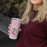 Give Cancer The Boot Pink Cowgirl Tumbler Cup Hawaiian Paniolo Mixed Quilt Pattern Style