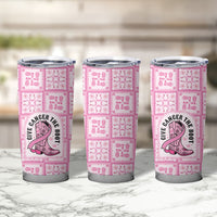 Give Cancer The Boot Pink Cowgirl Tumbler Cup Hawaiian Paniolo Mixed Quilt Pattern Style