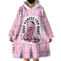Give Cancer The Boot Pink Cowgirl Wearable Blanket Hoodie Hawaiian Paniolo Mixed Quilt Pattern Style