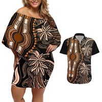 Polynesia Dashiki Couples Matching Off Shoulder Short Dress and Hawaiian Shirt Polynesia and Africa Traditional Special Together Gold LT9 Gold - Polynesian Pride