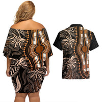 Polynesia Dashiki Couples Matching Off Shoulder Short Dress and Hawaiian Shirt Polynesia and Africa Traditional Special Together Gold LT9 - Polynesian Pride
