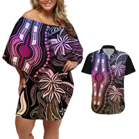 Polynesia Dashiki Couples Matching Off Shoulder Short Dress and Hawaiian Shirt Polynesia and Africa Traditional Special Together Pastel LT9 Pastel - Polynesian Pride