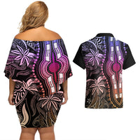 Polynesia Dashiki Couples Matching Off Shoulder Short Dress and Hawaiian Shirt Polynesia and Africa Traditional Special Together Pastel LT9 - Polynesian Pride