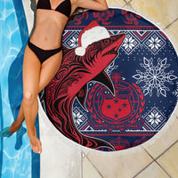 Samoa Manuia Le Kirisimasi Beach Blanket Samoan Fishing Tribal Pattern Christmas Vibe LT9 - Wonder Print Shop