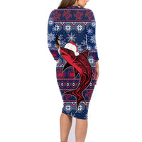 samoa-manuia-le-kirisimasi-family-matching-long-sleeve-bodycon-dress-and-hawaiian-shirt-samoan-fishing-tribal-pattern-christmas-vibe