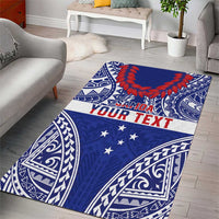 Personalised Toa Samoa Rugby Spirit Area Rug Blue Samoan Tribal Pattern - Polynesian Pride