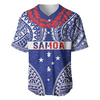 Personalised Toa Samoa Rugby Spirit Baseball Jersey Blue Samoan Tribal Pattern - Polynesian Pride