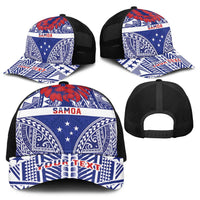 Personalised Toa Samoa Rugby Spirit Baseball Net Cap Blue Samoan Tribal Pattern - Polynesian Pride