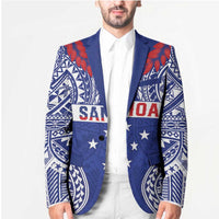 Personalised Toa Samoa Rugby Spirit Blazer Blue Samoan Tribal Pattern - Polynesian Pride