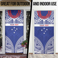 Personalised Toa Samoa Rugby Spirit Door Cover Blue Samoan Tribal Pattern - Polynesian Pride