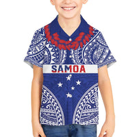 Personalised Toa Samoa Rugby Spirit Family Matching Off Shoulder Maxi Dress and Hawaiian Shirt Blue Samoan Tribal Pattern - Polynesian Pride